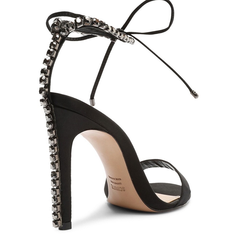 Islah Satin and Crystals Sandal - 8.5 / Black / Satin & Crystal lightly used - Picture 1 of 9
